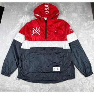 Southpole Anorak Windbreaker Mens L USA Colorblock Convertible Sleeves Hooded